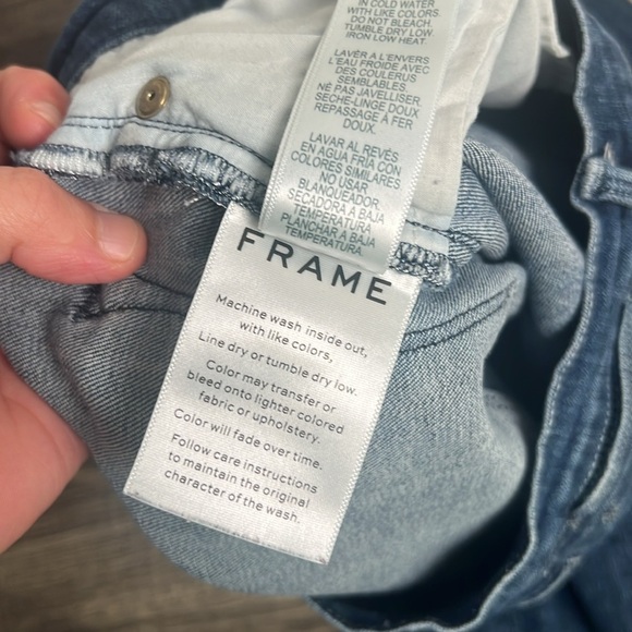Women’s Frame Denim Jean Size 28 Le High Skinny Raw Hem Distressed dark wash - Picture 7 of 7
